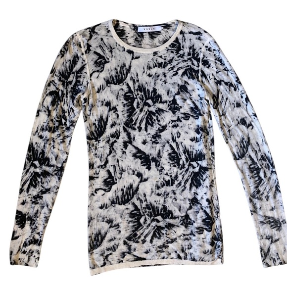 KOKUN NYC Bamboo Cashmere Top Crewneck Long Sleeve Lightweight Granite Pattern - Picture 5 of 8